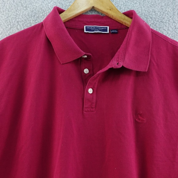 Charles Tyrwhitt Polo Mens XXL Golf Shirt Burgundy Rugby Stretch Golfer Golfing - Picture 1 of 6